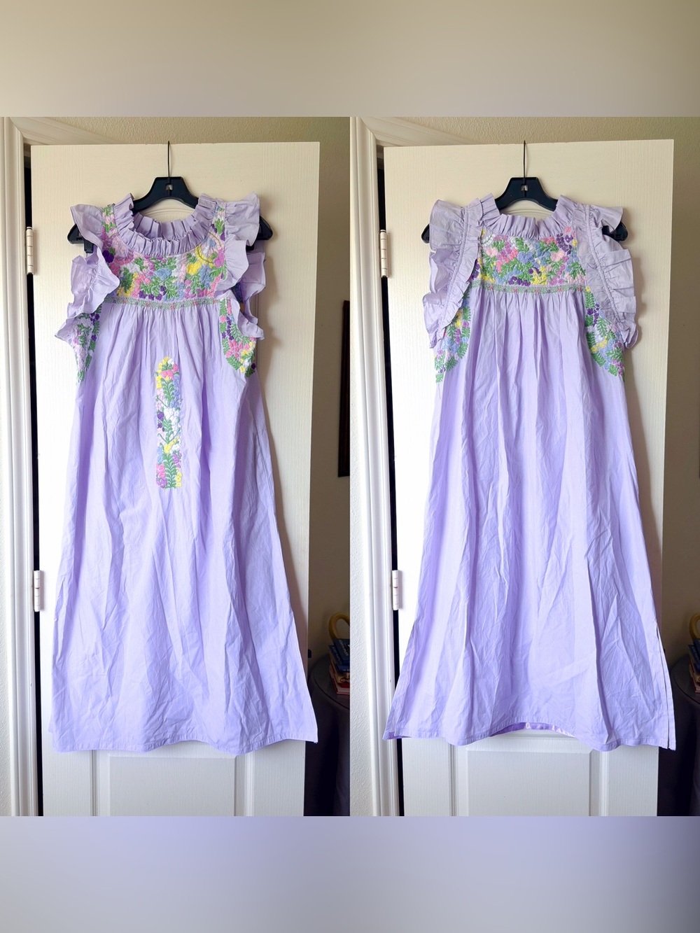 Mi Golondrina Olivia Midi Dress Pastel Arroyo Stripe Large EUC